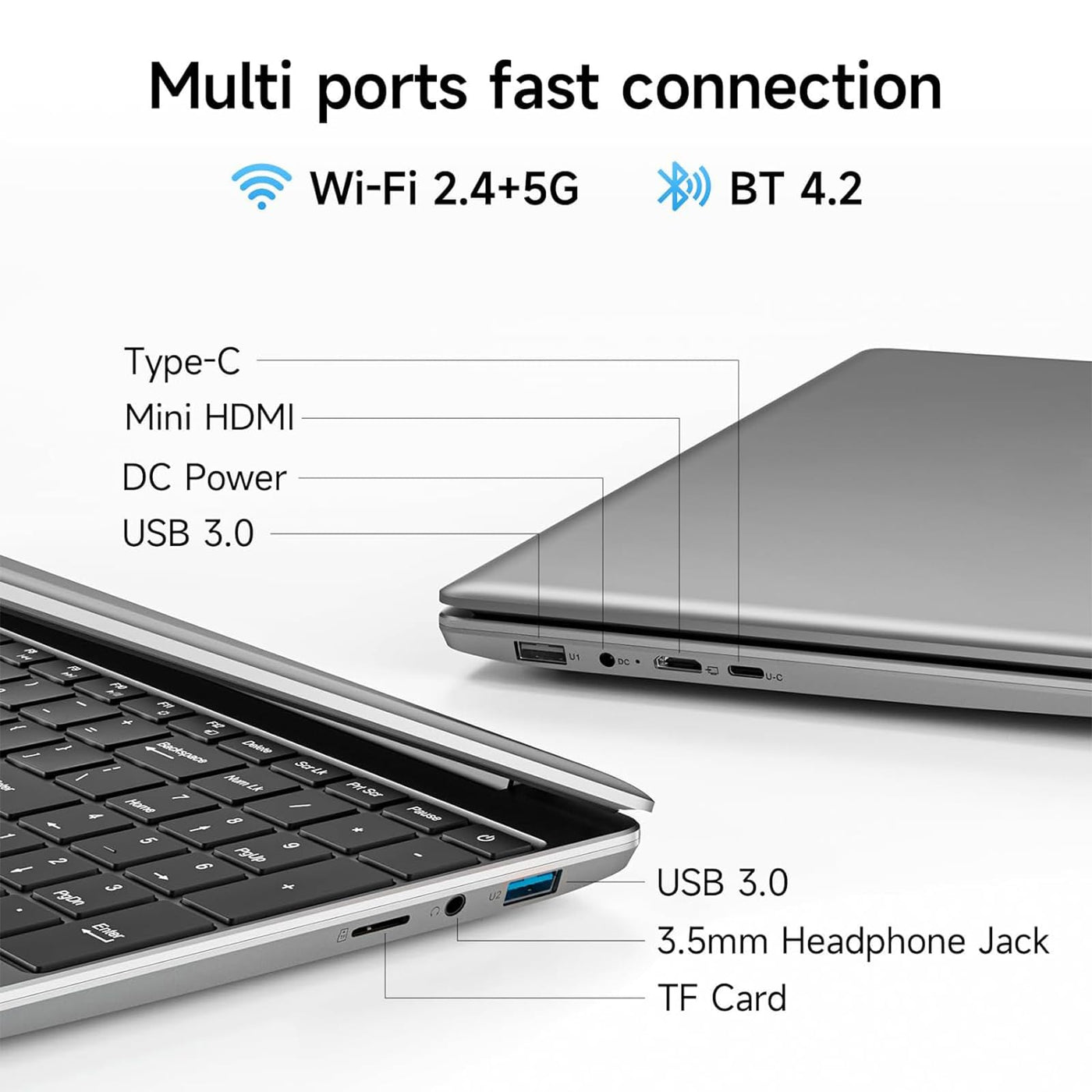 jumper Laptop 15,6 Zoll FHD Display, 12 GB RAM 640 GB ROM, Office 365, Prozessor 5205U Notebook, Akku 38 Wh, Zwei Stereo-Lautsprecher, USB 3.0, Typ-C, Digitale Tastatur