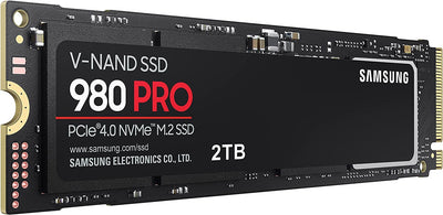 Samsung 980 PRO NVMe M.2 SSD, 2 TB, PCIe 4.0, 7.000 MB/s Lesen, 5.000 MB/s Schreiben, Interne SSD für Gaming und Videobearbeitung, MZ-V8P2T0BW
