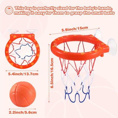 Baby Badewannenspielzeug:5 Bälle ohne Löcher + Basketballkorb mit starkem Saugnapf.Badespielzeug für Kleinkinder oder Kinder/Jungen oder Mädchen.Spielzeug-Set für Wohnzimmer,Badezimmer,Schlafzimmer