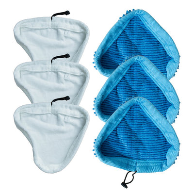 TaylorHe Dampfreiniger Tücher Waschbare Strapazierfähige Ersatztücher Dampfbesen, 6er Pack (3 x Mikrofaser, 3 x Korallen Mikrofaser) Ersatzpads für Dampfreiniger mit dreieckigem Boden