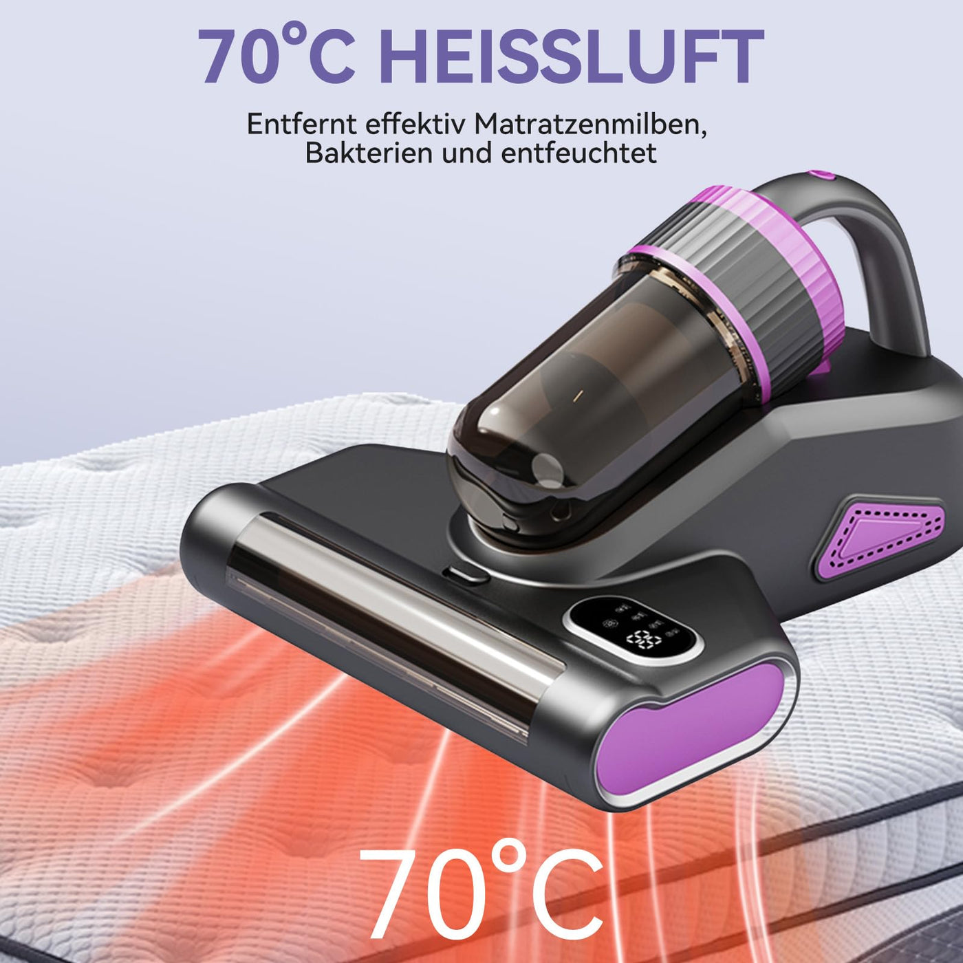 BUICXJKZ Milbensauger für Matratzen, Milbensauger mit UV-Licht 15Kpa Starke Absaugung, 500W Milbenstaubsauger mit LED-Anzeige, Matratzenreiniger für hygienische Reinigung, für Allergiker