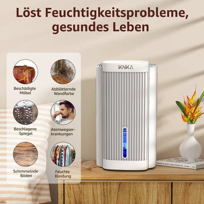 Luftentfeuchter, Luftentfeuchter Elektrisch, 1,1 l/T (2,5 l), Raumentfeuchter unter 30 dB für 30m² Wohnung Badezimmer, Keller, mit Automatischer Abschaltung und Abtauen, Farbiges Nachtlicht (Weiß)