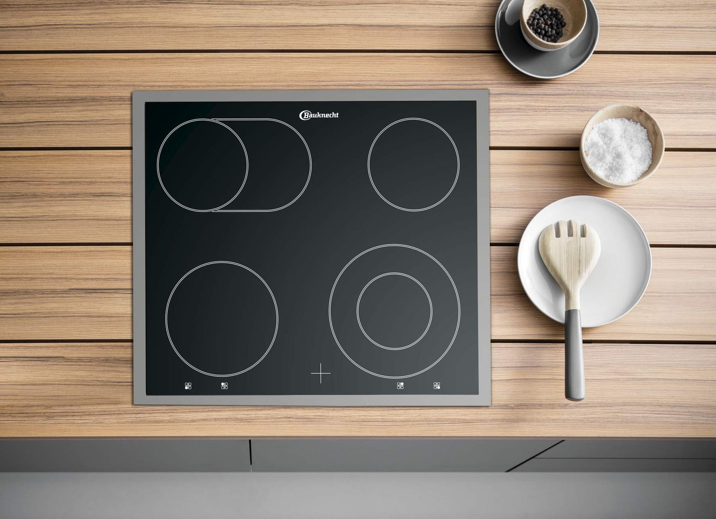 Bauknecht HEKO 566 Pyro Herd-Kochfeld-Kombination /Glaskeramik-Kochfeld (60 cm) / Pyrolyse-Selbstreinigungssystem / Multi-Level-Kochen / Backauszug mit 2 Ebenen, Schwarz