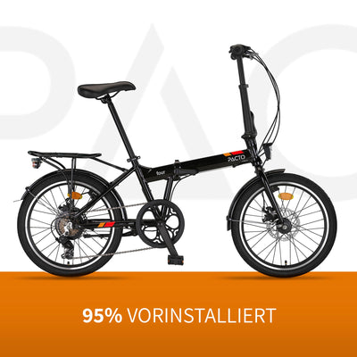 PACTO Four - Hollandrad Hochwertiges Klappfahrrad 27cm Aluminiumrahmen Bike 20 Zoll Aluminiumräder Bicycle, 6 Speed Shimano Gänge Faltrad Klapprad Fahrrad Klappfahrrad Für Erwachsen