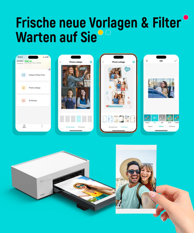 Liene Fotodrucker für Smartphone(10x15 cm)+Set mit 2 Packungen(20+80 Blatt) Fotopapier/Patrone,WiFi Handy Fotodrucker für iPhone/Android/PC, 300DPI Farbsublimation Sofortbilddrucker, Printer Portable