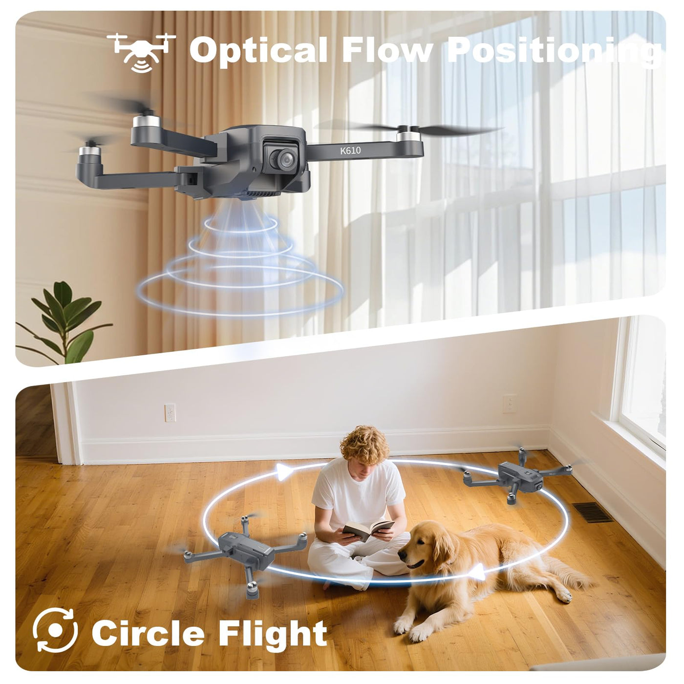 Drohne GPS Professional mit 4K Kamera Adult,Follow Me RC Drohnes GPS Auto Return Home,Drohne Beginner Lange Flugzeit Bürstenlose im Kreisflug,Alarm Bei Niedrigem Batteriestand,Unter 249g