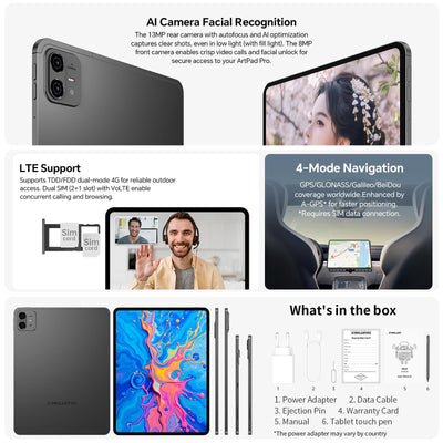 TECLAST Tablet Artpad Pro 12.7" Android 15 Tablets, Helio G99 Gaming Tablet | 20GB RAM 256GB ROM | Dual SIM LTE | 10000mAh | Widevine L1 | GPS/GMS | USBC Anschluss | 30W Schnellladung | Stift inkl.