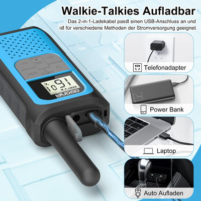 AWANFI Walkie Talkie 4er Set, Walkie Talkie Aufladbar für Erwachsene Kinder, 16 Kanäle Funkgeräte Set mit 1200mAh Li-ion Akku VOX, Walki Talki für Camping Wandern Geschenk