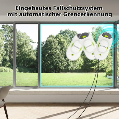 SUNSMAI S60-1A Mini Green Dual Side Spray Fensterputzroboter, Anti-verstopfungsfreie Elektrisch Automatischer Fensterroboter mit Wassersprühfunktion,3800pa Starke Anti-Drop Fensterputzer