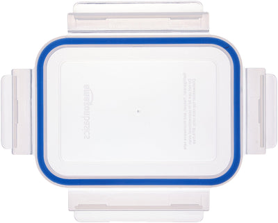 Amazon Basics - Frischhaltedosen aus Glas für Lebensmittel, 14er-Pack (7 Behälter + 7 Deckel), BPA-freie (7er Pack) , Transparent, Blau