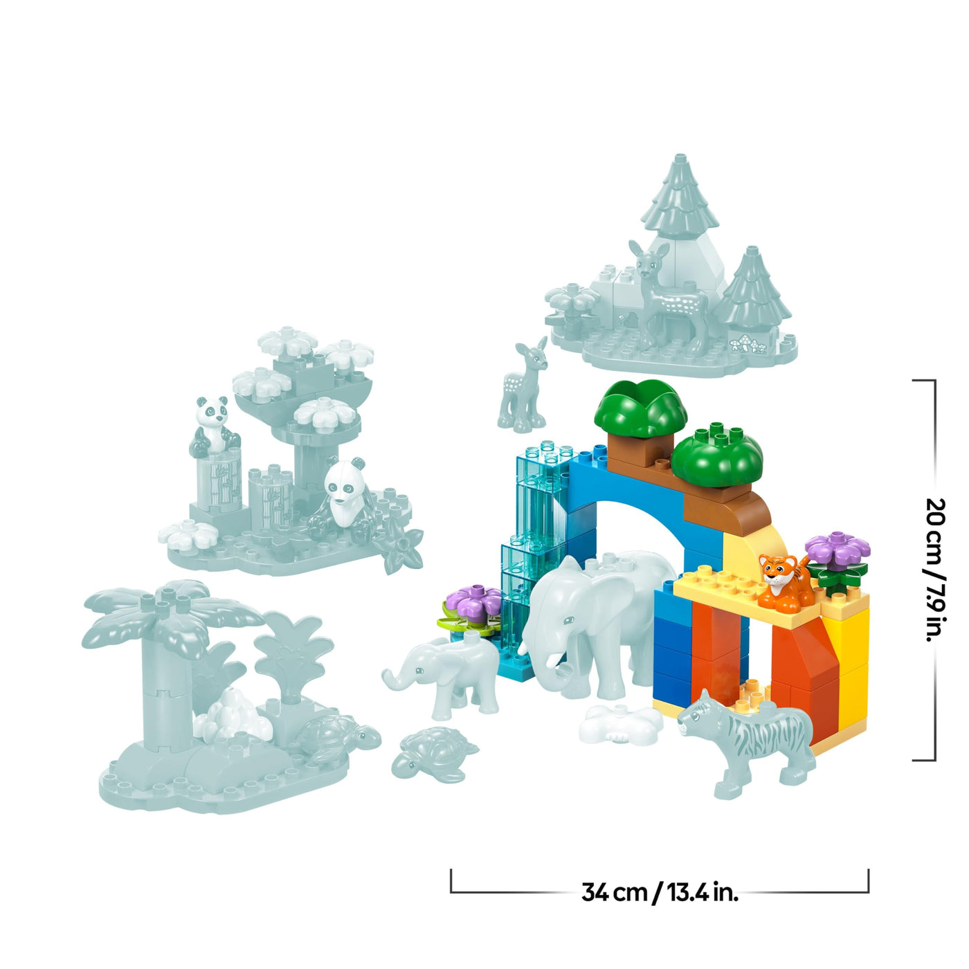 LEGO DUPLO Town Wildtier-Familien 3-in-1 Set - Lernspielzeug für Kleinkinder mit Tierfiguren - Montessori Spielzeug ab 2 Jahren mit Schildkröte, Tiger, Elefant, Hirsch & Panda Figuren - Geschenk 10446