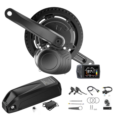 TSDZ Mittelmotor 36V 250W TSDZ2B mit EKD01 Mehrsprachig LCD Anzeige and 36V13ah Ebike Batterie, 2024 Version TSDZ2 Elektrofahrrad Umbausatz Drehmomentsensor Mittelmotor