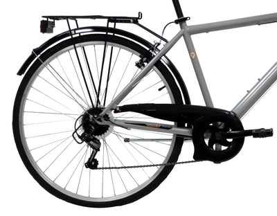 Discovery Denver Herren Trekkingrad Manhattan Herrenfahrrad (28 Zoll), Shimano 6 Gänge, Farbe Silber Metall