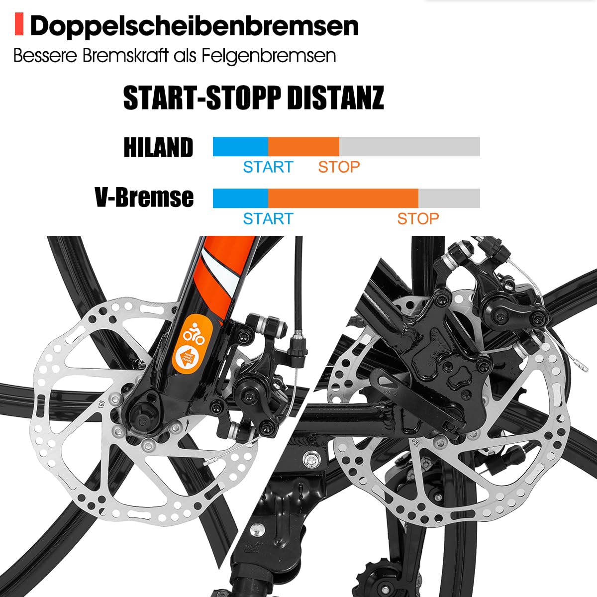 Hiland Mountainbike, 6 Speichen, 21 Gänge Schaltung, Aluminium Rahmen 26 Zoll Räder, Scheibenbremse Fahrrad für Männer Frauen Herren MTB-Fahrrad, Schwarz