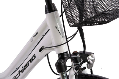 F.lli Schiano E-Ride, E Bike Trekking 28 Zoll, 36V 10.4Ah Abnehmbarer Akku, Motor 250W 40Nm, Trekking EBike für Herren/Damen, Weiss