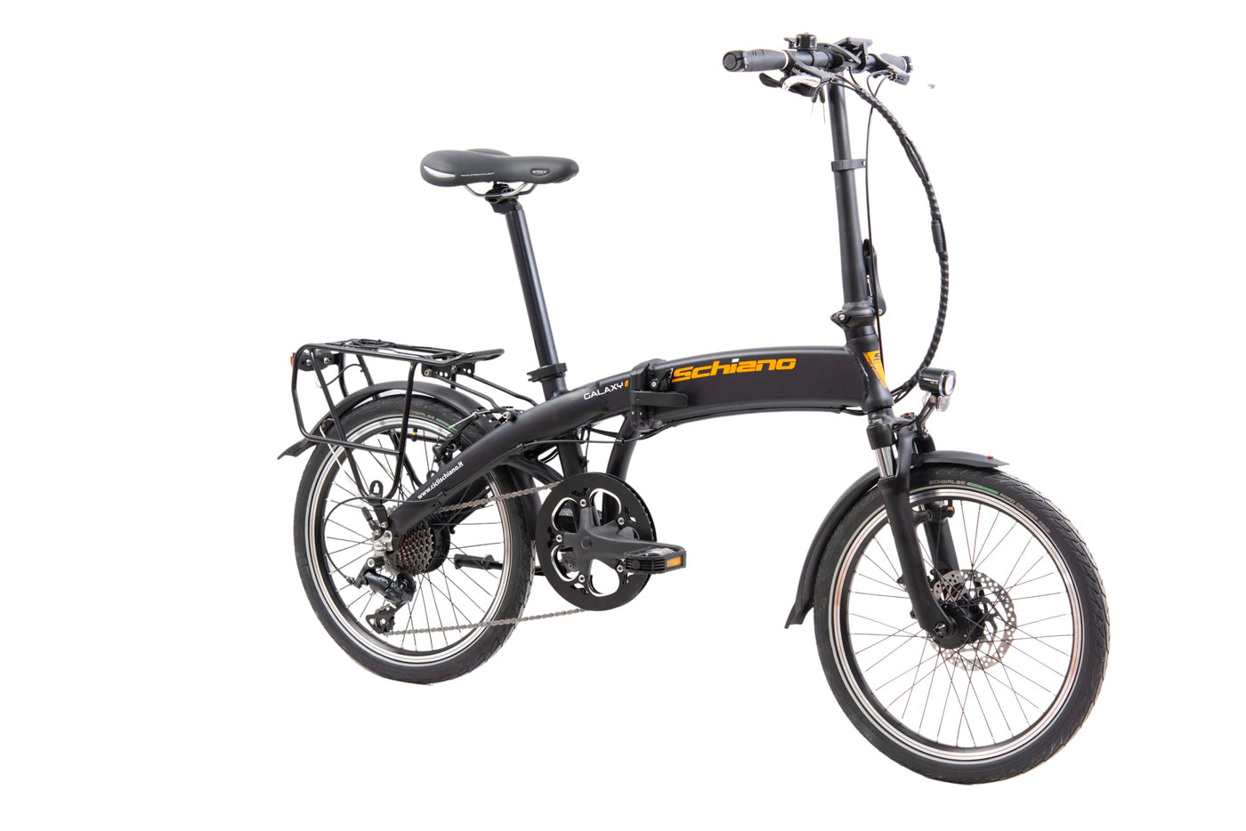 F.lli Schiano Galaxy, E Bike Klappbar 20 Zoll, 36V 10.4Ah Abnehmbarer Akku, Motor 250W 40Nm, Klapprad Ebike für Herren/Damen, Schwarz-Orange