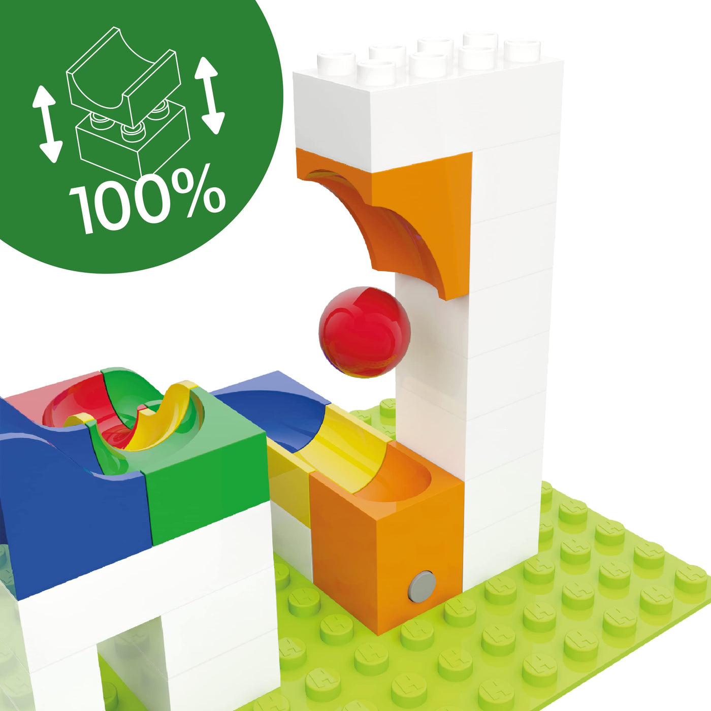 Hubelino 420398 - Kugelbahn Katapult Erweiterung (41-teilig), kompatibel