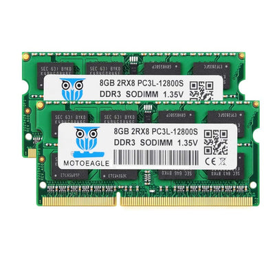 Motoeagle DDR3L 1600 MHz SODIMM 16GB Kit (2x8GB) PC3 PC3L 12800S 8GB 204-Pin Unbuffered Non-ECC 1.35V CL11 2Rx8 Dual Rank Notizbuch Arbeitsspeicher