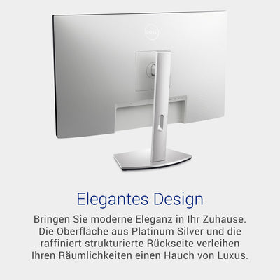Dell S2722DC USB-C 27 Zoll QHD (2560x1440) Monitor, 75Hz, IPS, 4ms, AMD FreeSync, 99% sRGB, Eingebaute Lautsprecher, USB-C, 2x HDMI, 2x USB, 3 Jahre Garantie, Platinum Silver