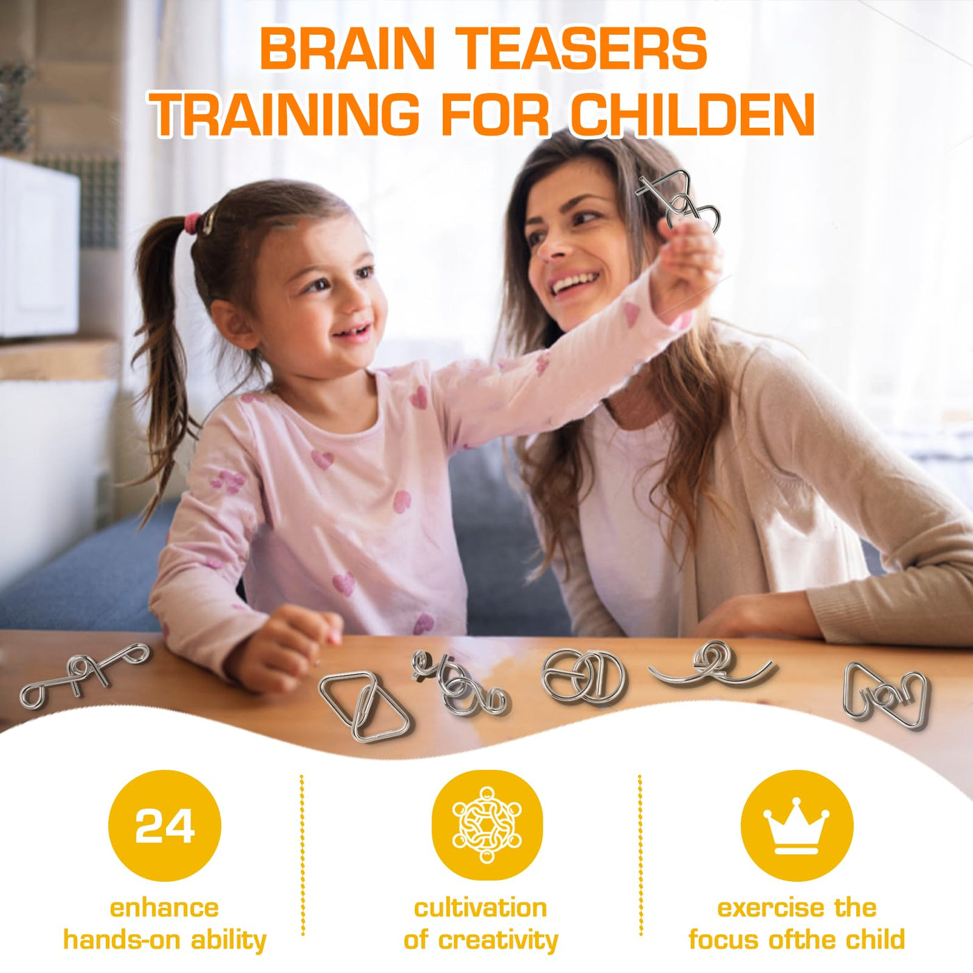 24-teiliges Metallpuzzle Set, Knobelspiele für Erwachsene, Geduldsspiel für Erwachsene, Geschicklichkeitsspiele, Geduldspiele für Kinder, IQ Puzzle 3D Brainteaser, Geschenkidee für alle Altersgruppen