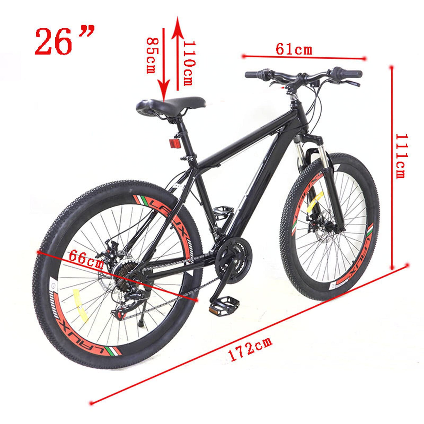 MTB Mountain-Bike 26 Zoll 21-Gang Fahrräder Aluminium Mountainbike Positionierschwungrad Schwarz für Damen Herren Mädchen Jungen