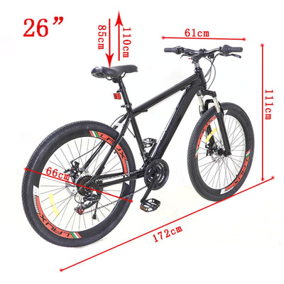 MTB Mountain-Bike 26 Zoll 21-Gang Fahrräder Aluminium Mountainbike Positionierschwungrad Schwarz für Damen Herren Mädchen Jungen