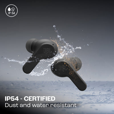 JBL Wave Beam – Kabellose In-Ear Ohrhörer mit IP54 und IPX2 Wasserdichtigkeit – Freisprechfunktion und 32 Stunden Akkulaufzeit – In Schwarz