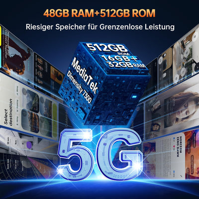 OUKITEL WP100 Titan Outdoor Handy 5G - 33000mAh Outdoor Smartphone mit 100 Lumen Projektor, 48GB RAM 512GB ROM 6,8" FHD+ Handy mit 1200 Lumen Campinglicht, 200MP+32MP+20MP Kamera, NFC/GPS/IP68/IP69K