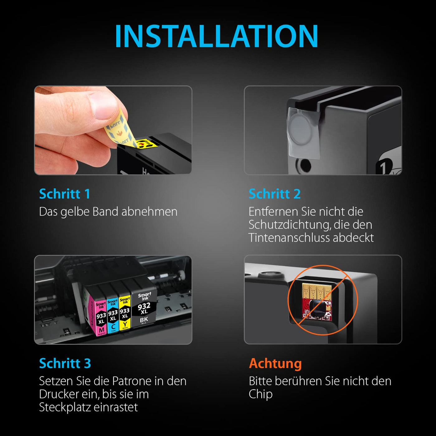 Smart Ink Kompatible Druckerpatronen als Ersatz für HP 932 XL 933 XL 932XL 933XL 5 Multipack (2 Schwarz & Cyan Magenta Gelb) Patronen Höher Kapazität für Officejet 6600 6700 7612 7510 7110 6100 7610