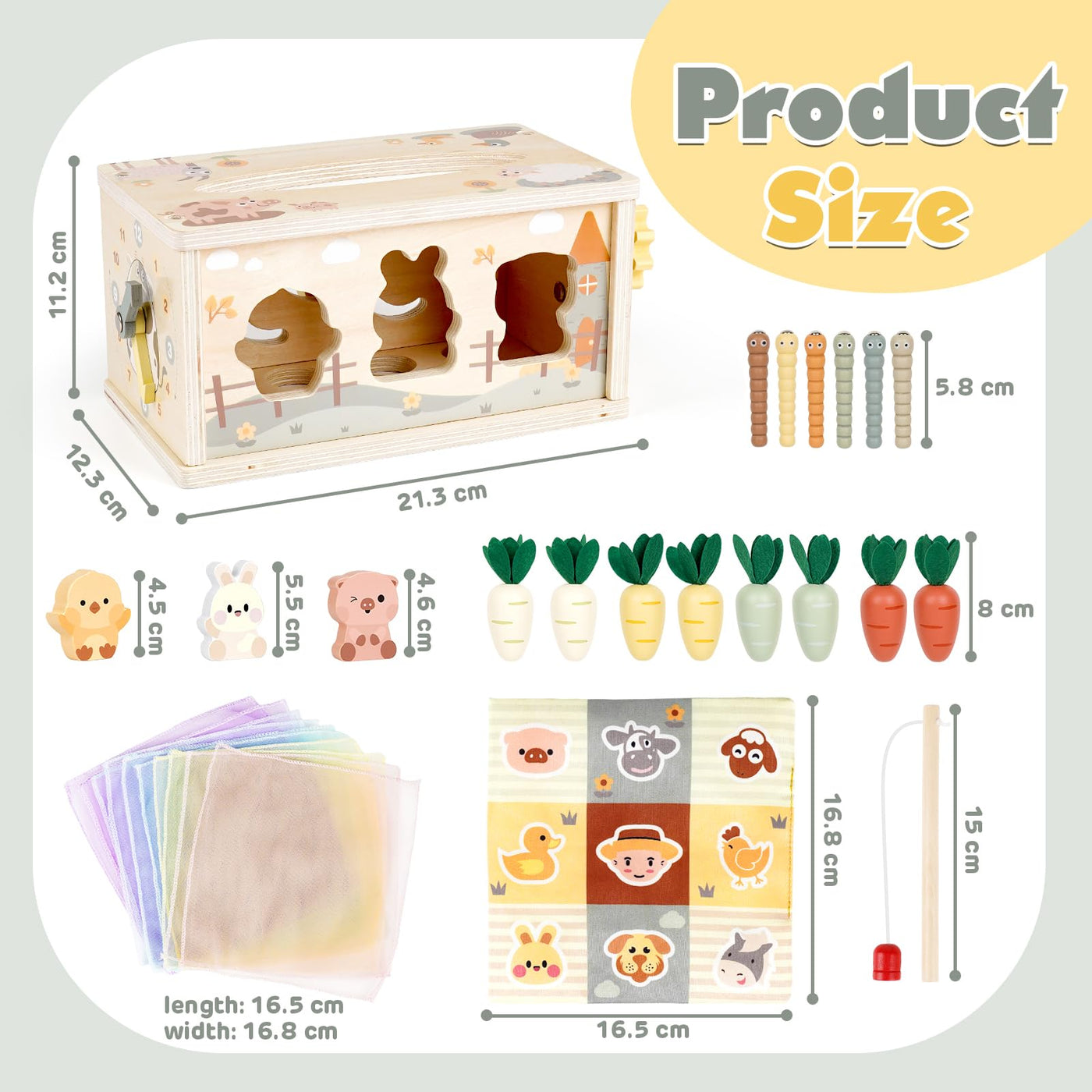 Vanplay Montessori Spielzeug Baby 12 Monate, 6 in 1 Tücherbox Baby Spielzeug ab 1 Jahr, Holzspielzeug Motorikspielzeug ab 1 2 3 Jahre Mädchen Junge, Geschenk Kind 1 Jahr