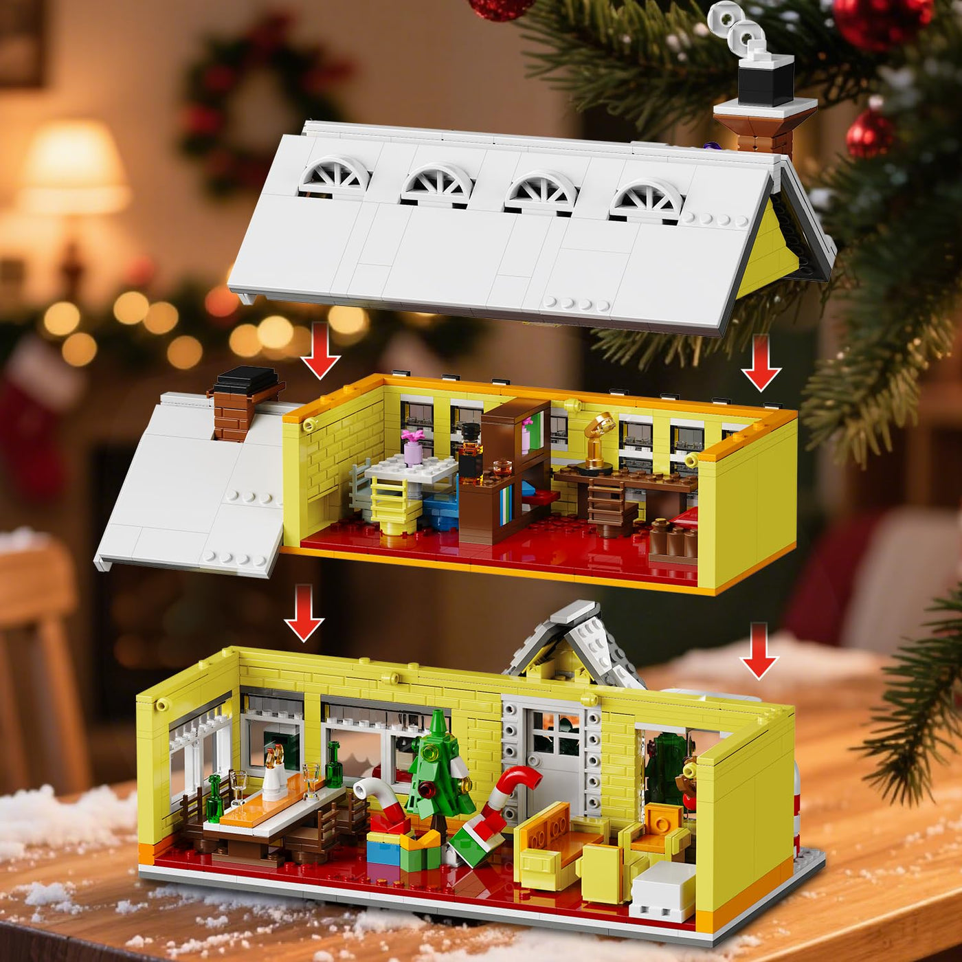 HOGOKIDS Adventskalender 2025 Weihnachts Bauspielzeug mit Licht, 24 Tage-Weihnachts Countdown Haus, Mini-Baustein-Set, Weihnachtsspielzeug Geschenk für Erwachsene Kinder Mädchen Jungen ab 12 Jahren