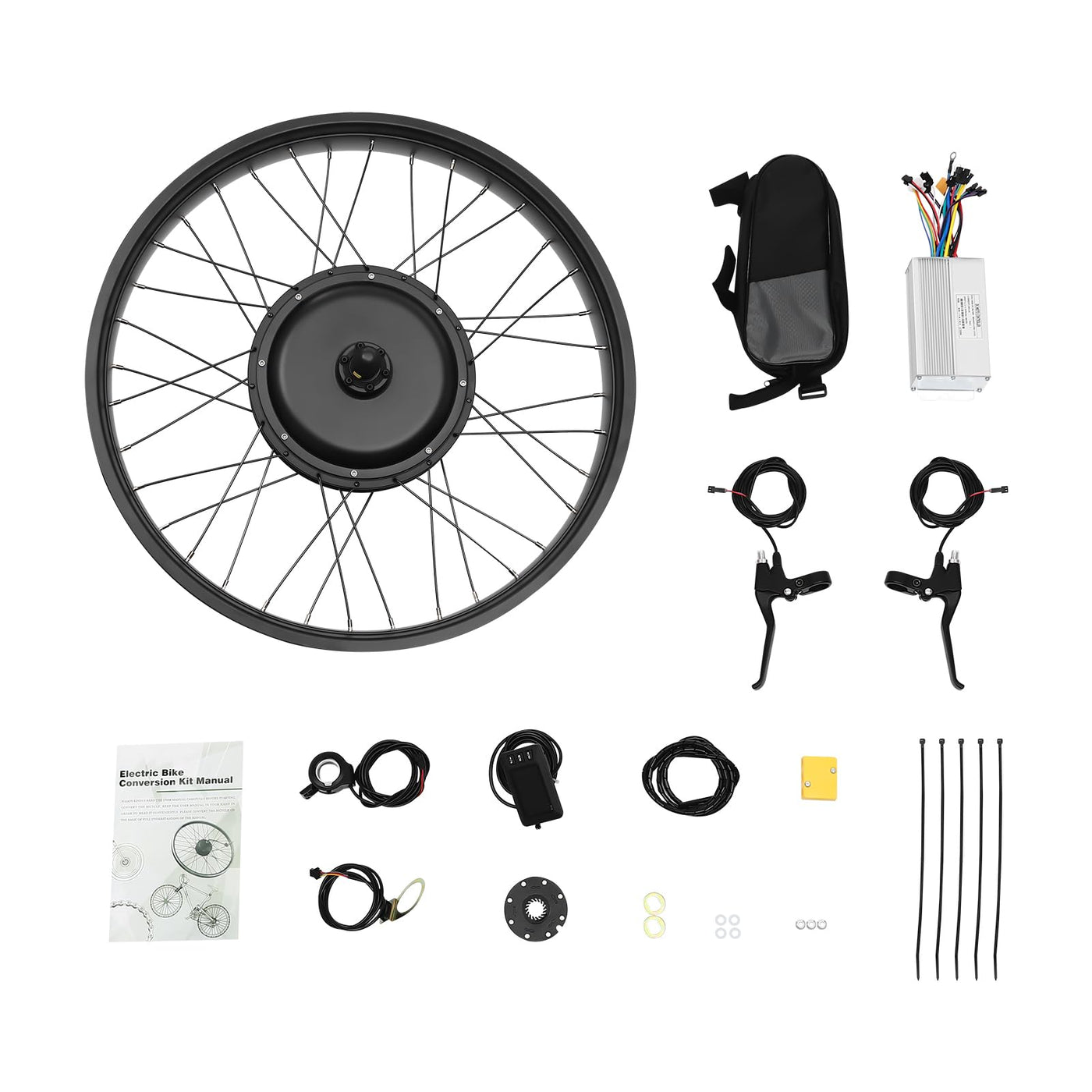 26 Zoll Fat-Bike Fatbike Umbausatz 48V 1000W Vorderrad E-Bike Bürstenloser Motor Kit mit LCD Display und Daumen-Drehknopf, Electric Bicycle Conversion Kit