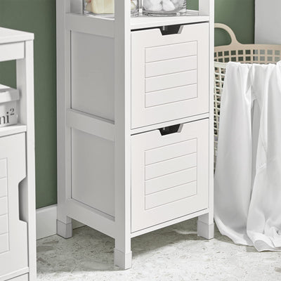 SoBuy FRG126-W Hochschrank für Bad Badmöbel Badezimmer Badregal mit Fußpolster weiß BHT ca. 30x144x30cm