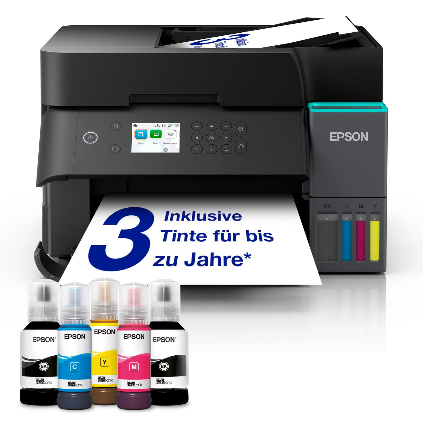 EcoTank ET-3950 A4-Multifunktionsdrucker mit Wi-Fi & AirPrint Tintentank, automatischem Dokumenteneinzug, beidseitigem Druck, Scannen & Kopieren, bis zu 3 Jahre Tinte im Lieferumfang enthalten