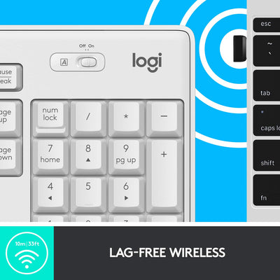 Logitech MK295 kabelloses Tastatur-Maus-Set mit SilentTouch-Technologie, Shortcut-Tasten, optischer Spurführung, Nano USB-Empfänger, verzögerungsfreier Drahtlosverbindung, Skand. QWERTY-Layout - Weiß