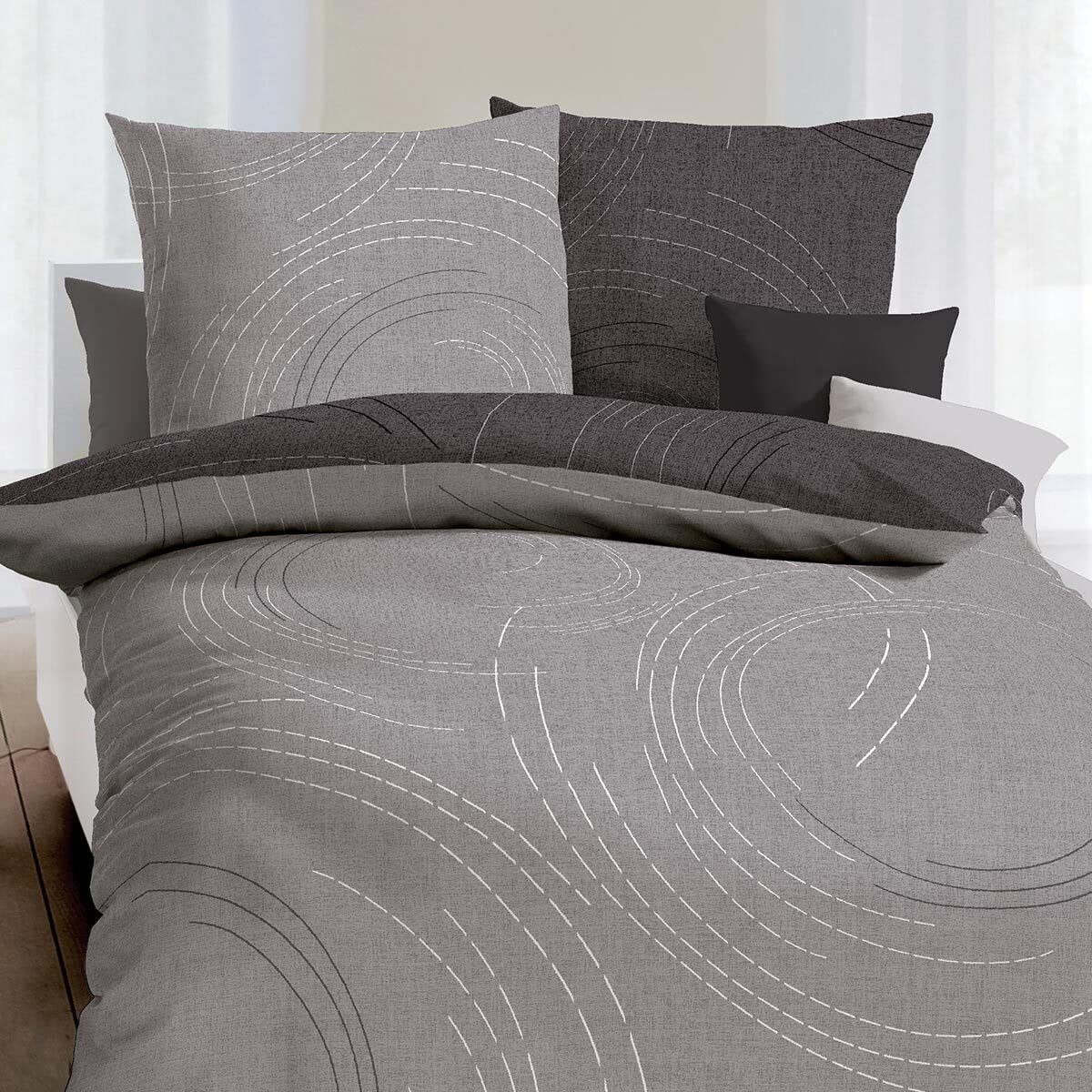 Kaeppel Mako-Satin Bettwäsche Jaro Zinn, 1 Bettbezug 135 x 200 cm + 1 Kissenbezug 80 x 80 cm