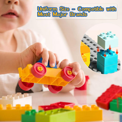 Cabeeskii Große Bausteine 198 Teile Steine in 11 Farben und 11 Maße kompatibel mit Duplo und Allen führenden Marke Bunte