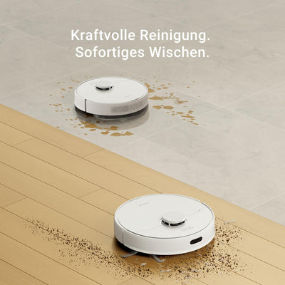 DREAME D9 Max Gen2 Staubsaugerroboter, 6000Pa Saugroboter mit Wischfunktion, Bewegliche Bürste, Karten für mehrere Böden, Ideal für Teppiche, Hartböden und Tierhaare, Weiß