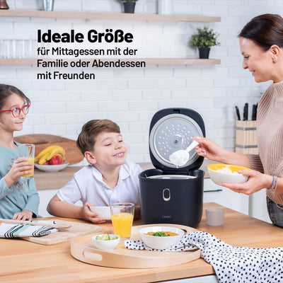 Lauben Low Sugar Reiskocher Rice Cooker mit Low-Sugar-Funktion, 3l Volumen, 6 modi, verzögerter Start, Warmhalten, Antihaft-Keramikoberfläche spülmaschinengeeignet, Kochbuch, Überlaufschutz (Antracit)