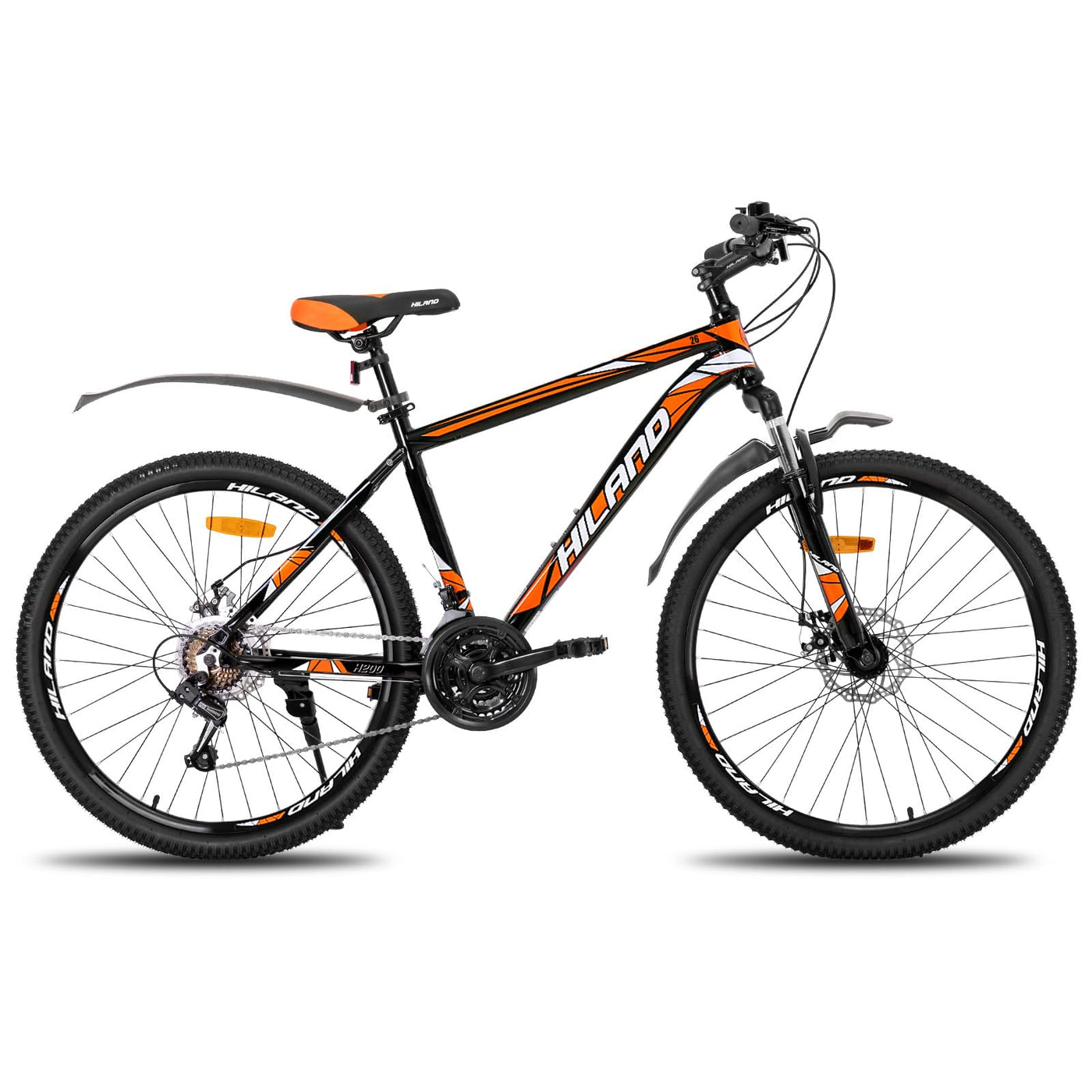 HILAND 27,5 Zoll Mountainbike 21-Gang MTB Aluminiumrahmen Scheibenbremse Speichenräder Jugendliche Fahrad Herr Damen Einteiliges Fahrradrad Schwarz&Orange
