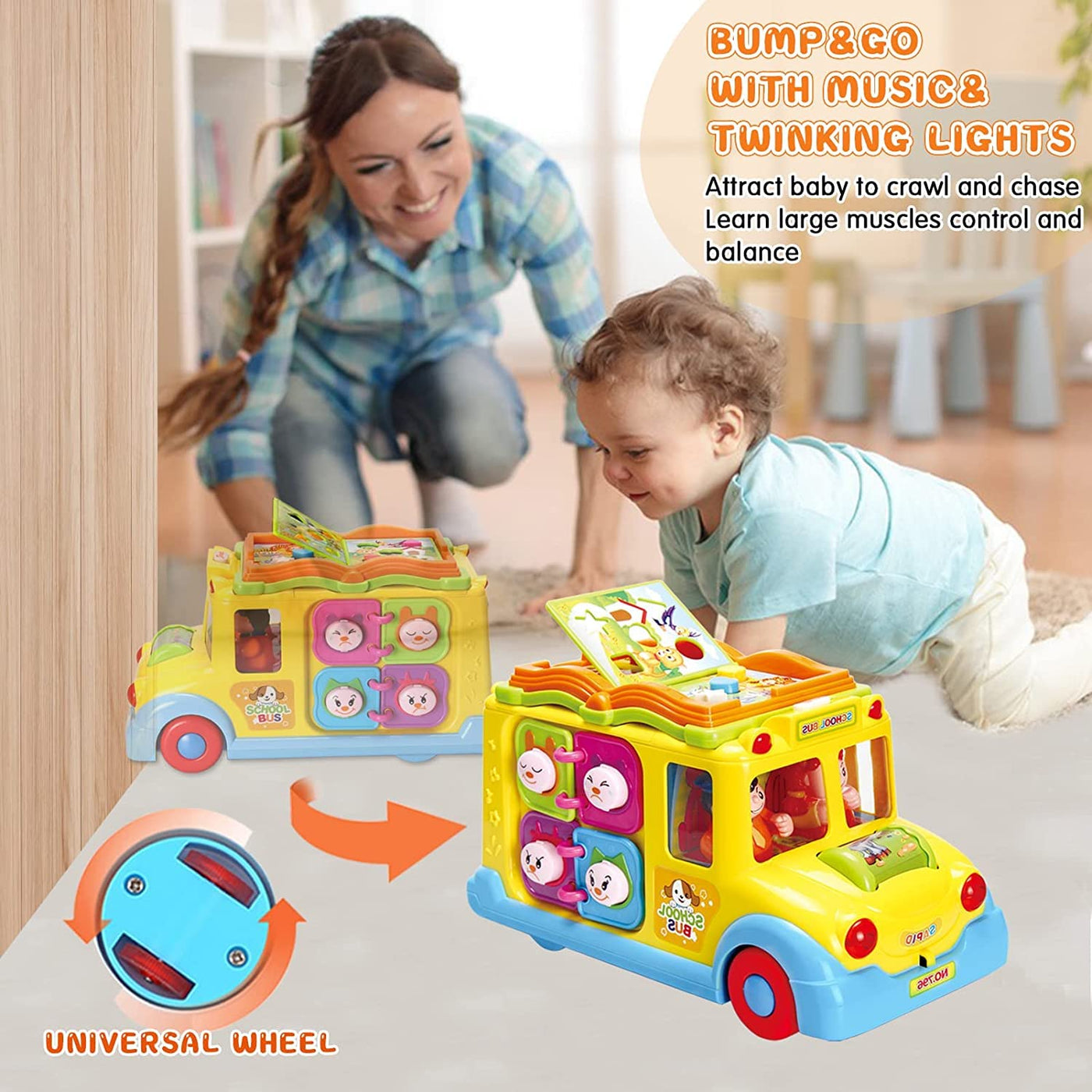 Baby Spielzeug ab 1 Jahr Pädagogisches Intellektuelles Bus Baby Spielzeug ab 12 18 Monate Tiergeräuschen/Musik/Bewegung Musikalischer Bus Kinderspielzeug ab 1 2 3 Jahre Mädchen Junge Geschenk