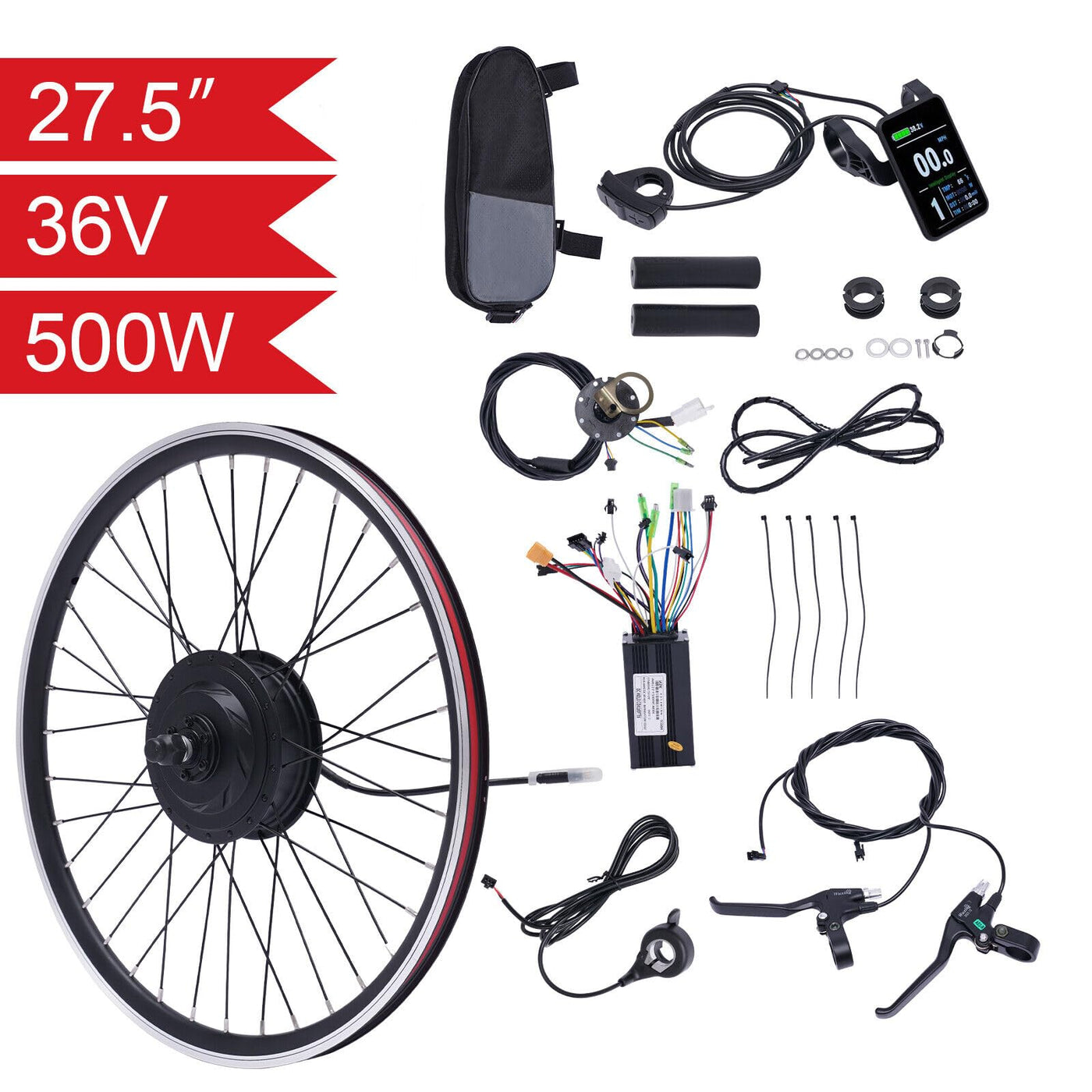SHZICMY 27,5" Vorderrad 500W 36V E-Bike Conversion Kit mit LCD Display, Fahrrad Motor Elektrofahrrad Umbausatz, bis 35-40km/h