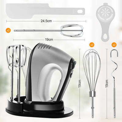 Stabmixer NWOUIIAY Handmixer Elektrischer 500W 5 Geschwindigkeitsstufen 6-in-1 Set mit Schneebesen Knethaken Teigrührer Handrührgerät mit Ein-Knopf-Auswurf für Backen Desser
