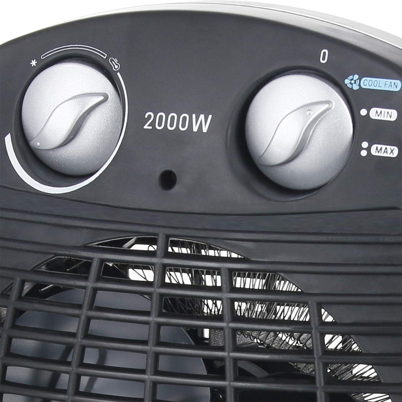 Emerio FH-106737.2, Note 1.5, kleiner kompakter portabler Heizlüfter für 20 m², 2 Heizleistungen + Ventilatorfunktion, verstellbarer Thermostat, Sicherheitsschalter, Handgriff, 2000 Watt, Anthrazit