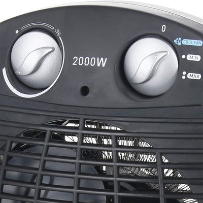 Emerio FH-106737.2, Note 1.5, kleiner kompakter portabler Heizlüfter für 20 m², 2 Heizleistungen + Ventilatorfunktion, verstellbarer Thermostat, Sicherheitsschalter, Handgriff, 2000 Watt, Anthrazit
