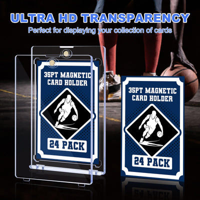 35pt Magnetic Card Holder Sammelkarten Hüllen UV-Schutz Kunststoff,24 Pack Baseball Karten Schützer Hartplastik für sammelbare Sport-Karten Acryl Display Kartenkoffer Fit 2.5x3.5in