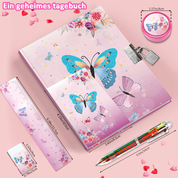 Me-lo Tagebuch Für Mädchen Mit Stift – Notizbuch Mit Magnetverschluss, Bunten Innenseiten & Federmäppchen, Geschenk Für Kinder