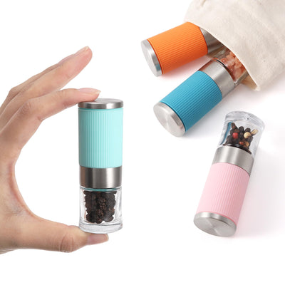 Vevok Chef Mini Salz- und Pfeffer-Mühlen Set 4tlg Gewürzmühle Klein und Verstellbares Keramik-Mahlwerk Salz Pfeffer-Streuer für Küche Camping Geschenk