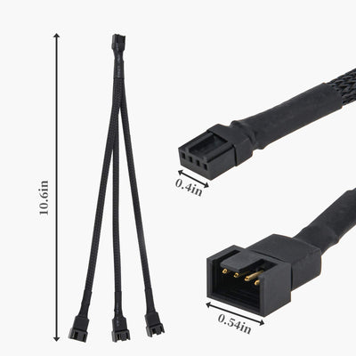 Ancable Y Kabel für Lüfter PWM 4 Pin 1 Stück, 3 Wege PWM Lüfter Adapter Verlängerung PWM Fan Splitter, 4 Pin Verlängerung für CPU Lüfter, Hauptplatine Lüfter, Desktop-Computer Lüfter