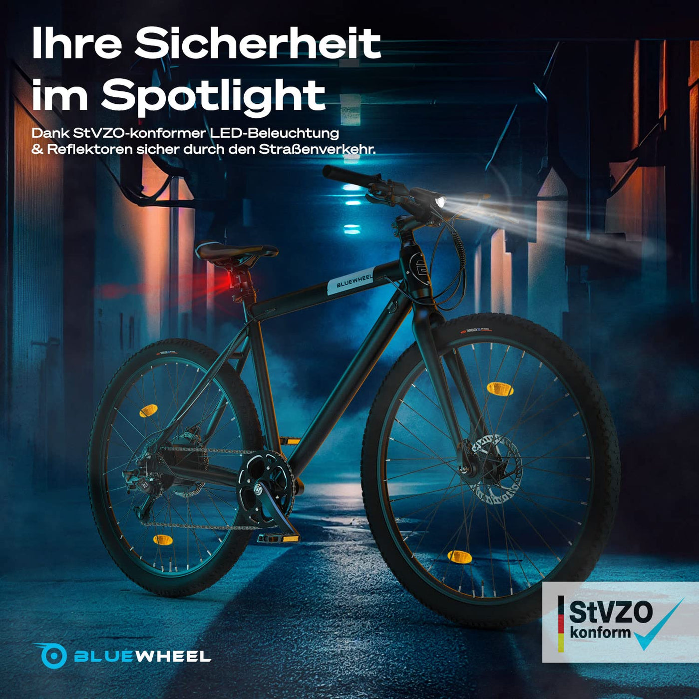 BLUEWHEEL City E-Bike 28" Leichtgewicht I Deutsche Qualitätsmarke | EU-konform E-Fahrrad | 7 Gänge, 250 W Hinterradmotor für 25 km/h | Elektrofahrrad mit App, integr. (BUTEO)